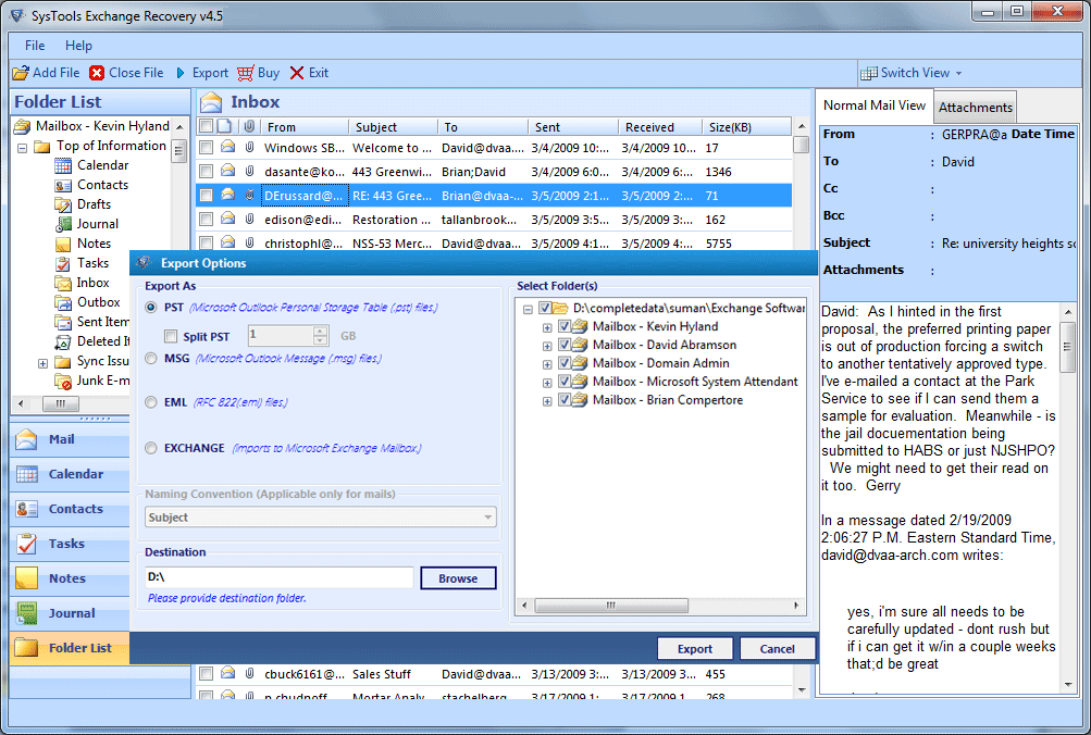 Extract Data from EDB Exchange 4.5